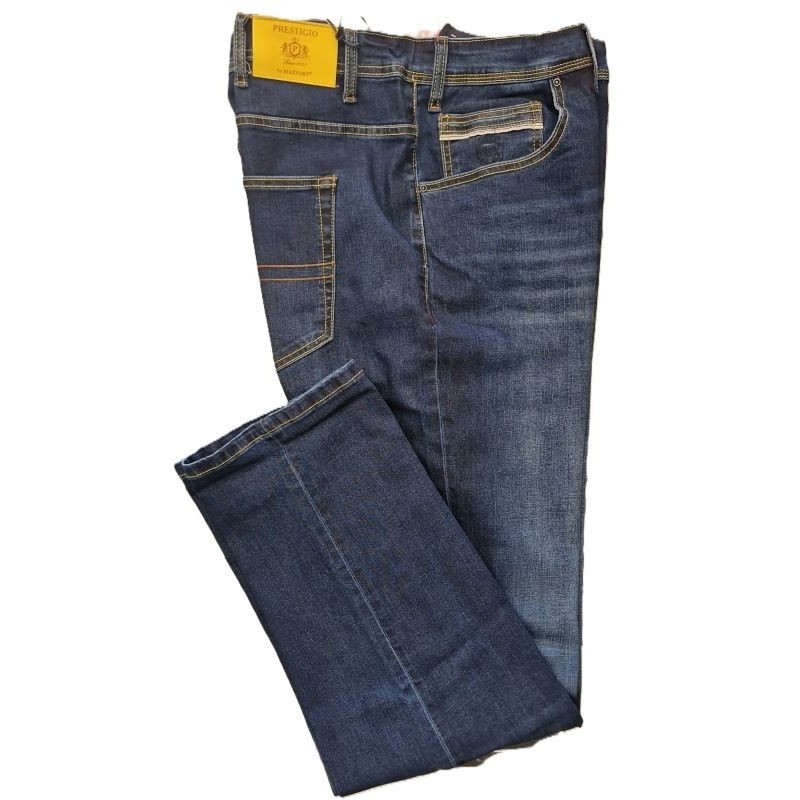 Jeans uomo taglie forti Maxfort elasticizzato lavaggio sabbiato con cuciture a contrasto e tasche rifinite, taglie 62-76