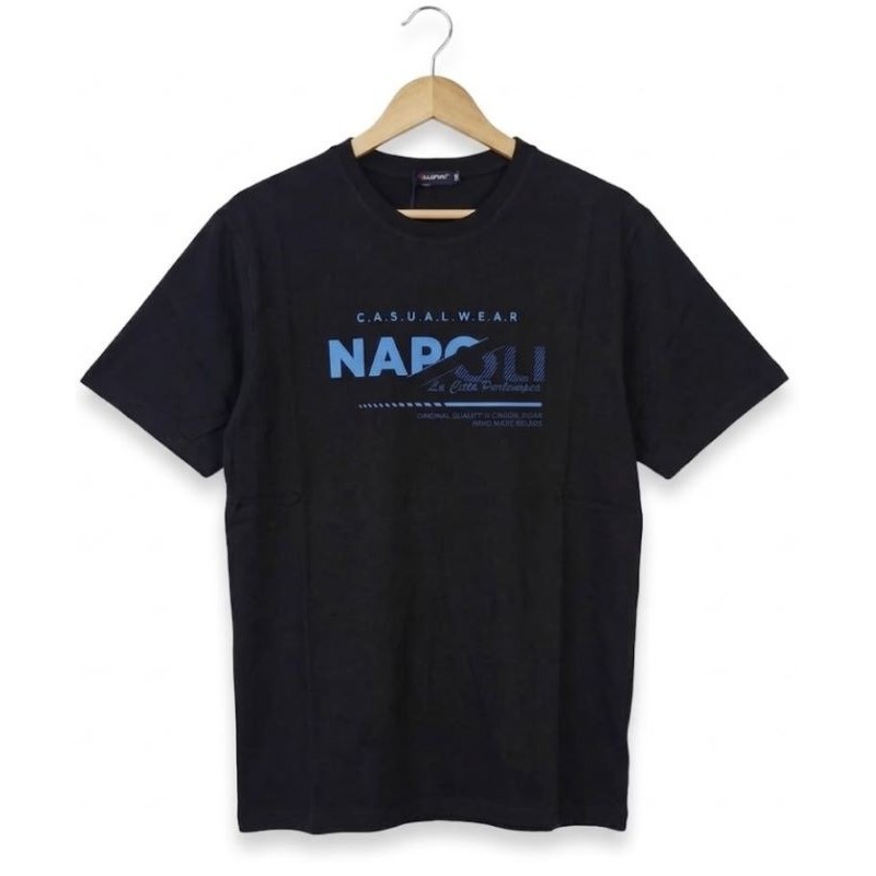 t-shirt uomo taglie forti maxfort nera stampa napoli dettaglio