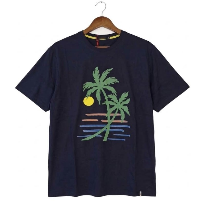 t-shirt uomo taglie grandi maxfort blu stampa palme
