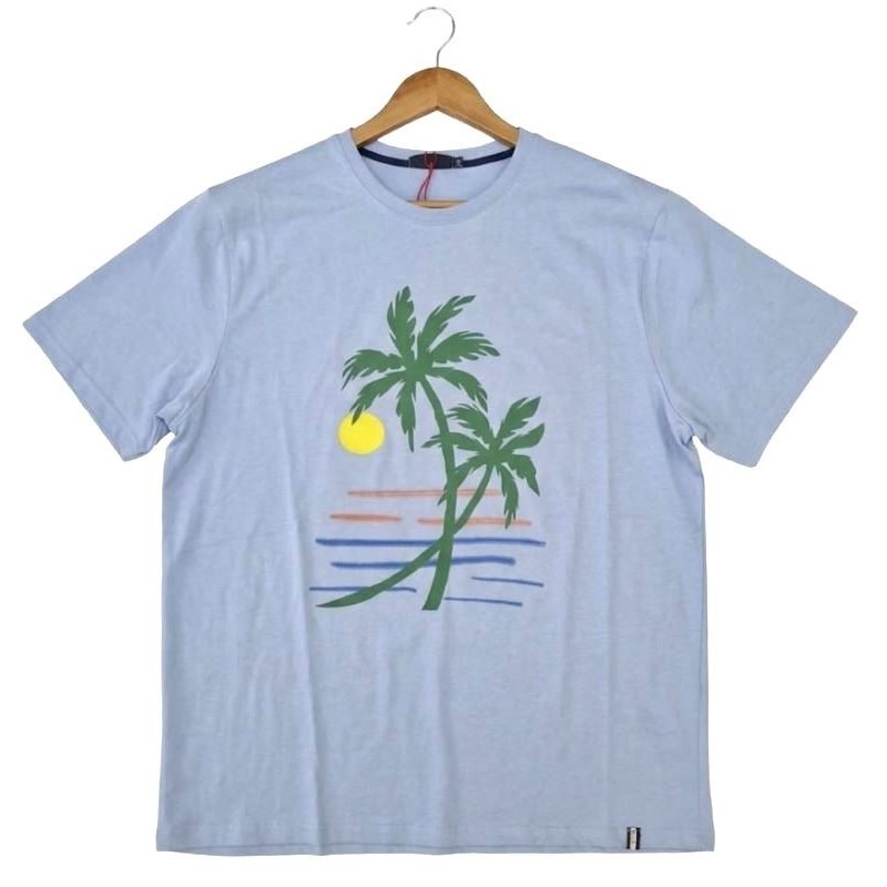 t-shirt uomo taglie grandi maxfort celeste stampa palme