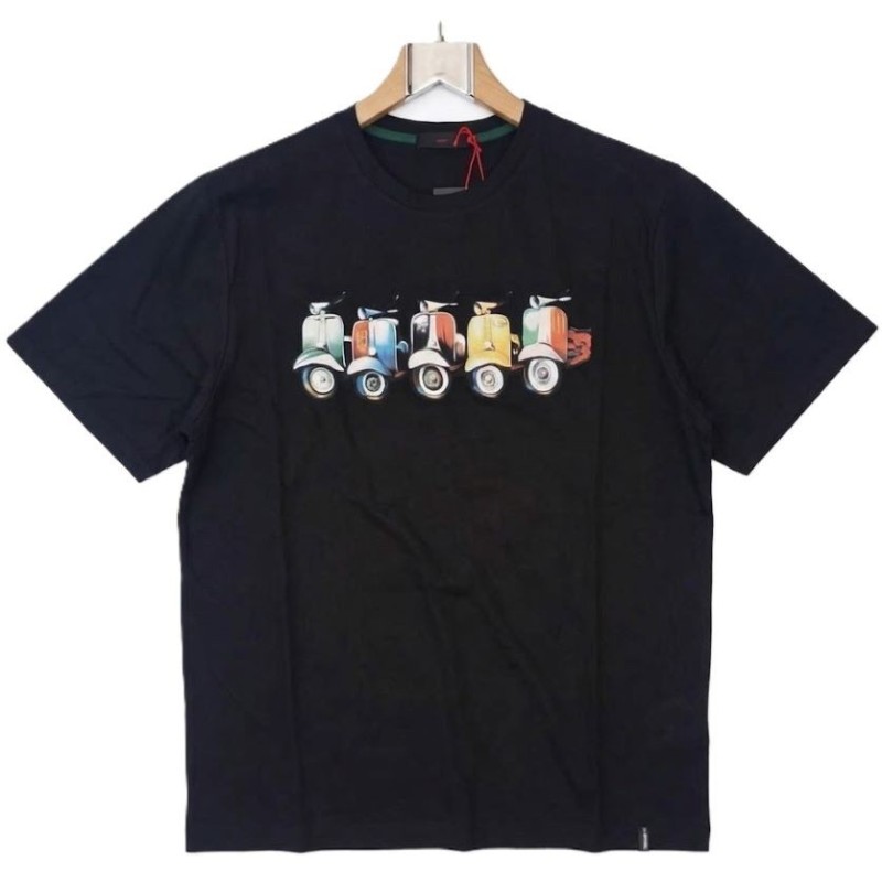 Dettaglio stampa e cotone t-shirt nera Maxfort vestibilità calibrata uomo forte