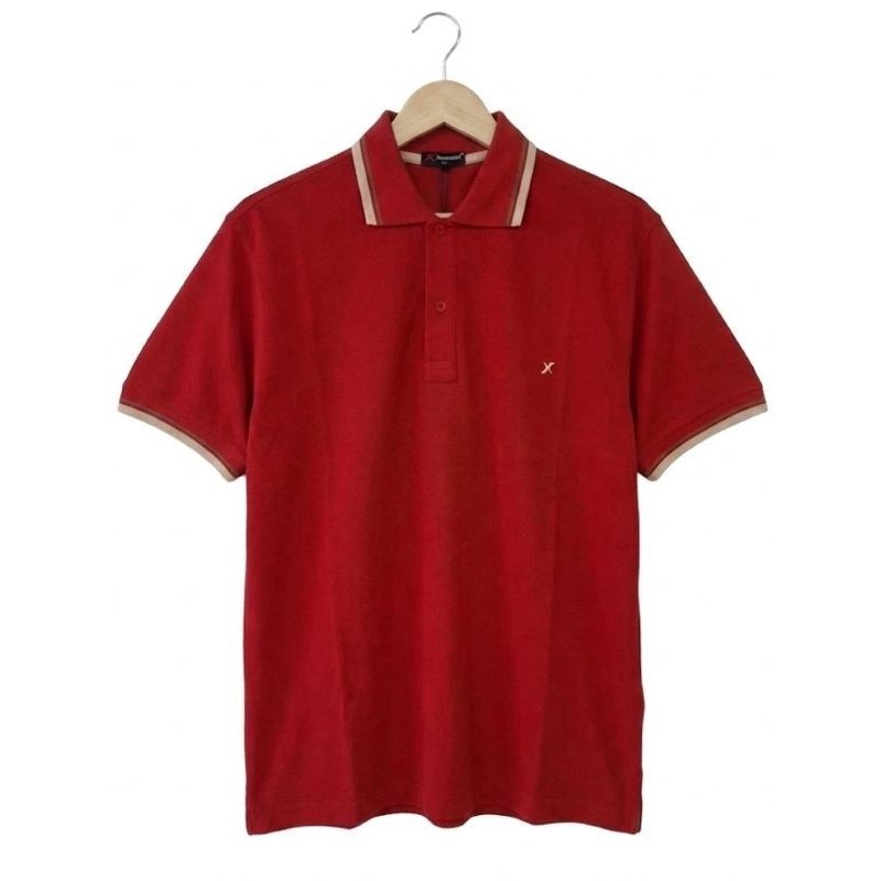 Polo Uomo Rossa Taglie Forti Maxfort Art. 5001 con Bordino Beige a Contrasto - Taglio Calibrato