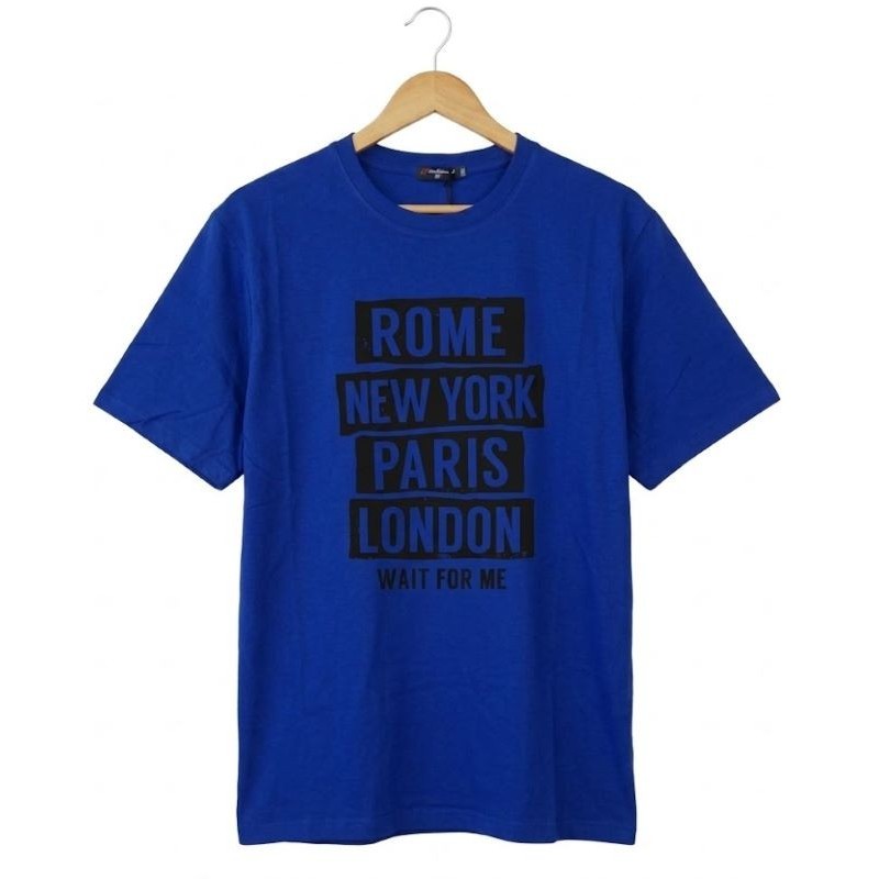 T-shirt blu royal intenso per uomo taglie grandi Maxfort realizzato in puro cotone di qualità.