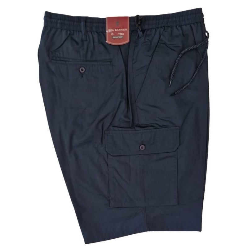 bermuda pantalaccio uomo taglie forti sea barrier blu con tascone elastico in vita laccetto e passanti cintura