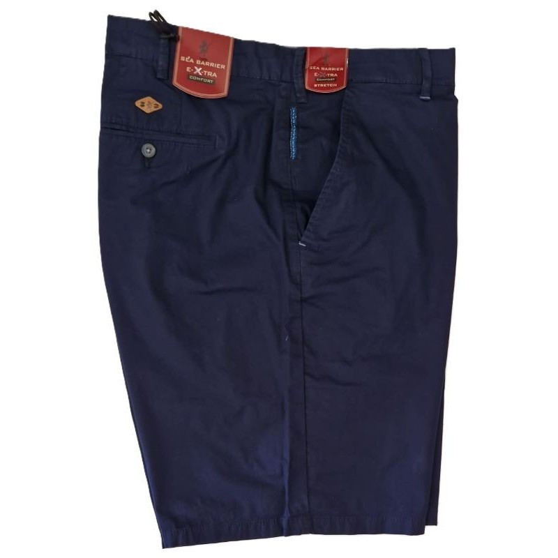 bermuda uomo taglie forti sea barrier blu navy tasca chino cotone elasticizzato dettaglio bottone e rifiniture azzurre