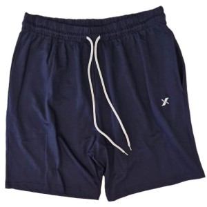 Pantaloncino taglie forti Maxfort uomo blu in cotone con laccetto a contrasto bianco