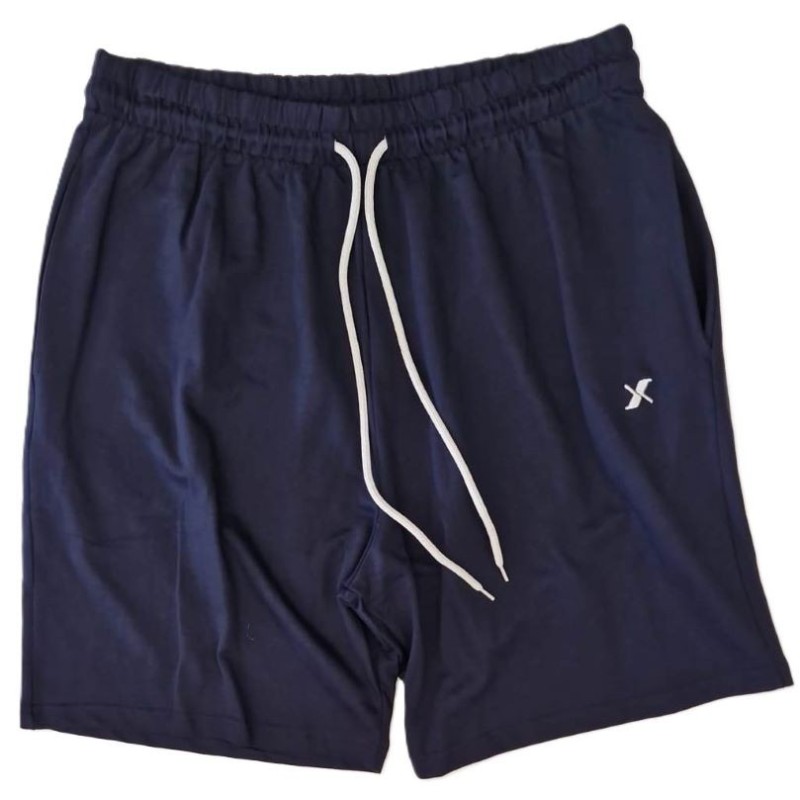 Pantaloncino taglie forti Maxfort uomo blu in cotone con laccetto a contrasto bianco