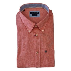 Camicia Lino Taglie Forti Uomo Ascot Sport Arancio | 3XL-6XL
