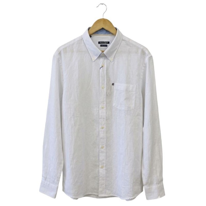 Camicia bianca uomo taglie grandi Ascot Sport in misto lino, per abbigliamento uomo taglie forti e calibrate.