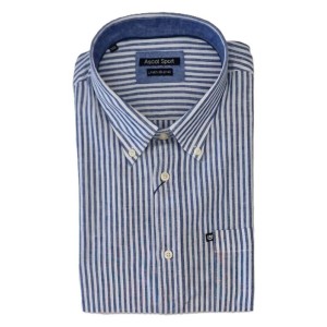 Camicia Ascot Sport a Righe Blu Denim | Taglie Grandi Uomo