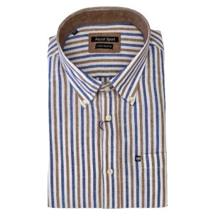 Camicia Ascot Sport Righe Blu e Moro | Abbigliamento Taglie Forti