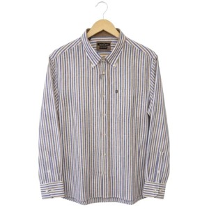 Camicia uomo Ascot Sport a righe blu e testa di moro in misto lino, vestibilità comoda taglie forti