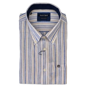 Camicia Ascot Sport Righe Royal e Beige | Taglie Forti Uomo