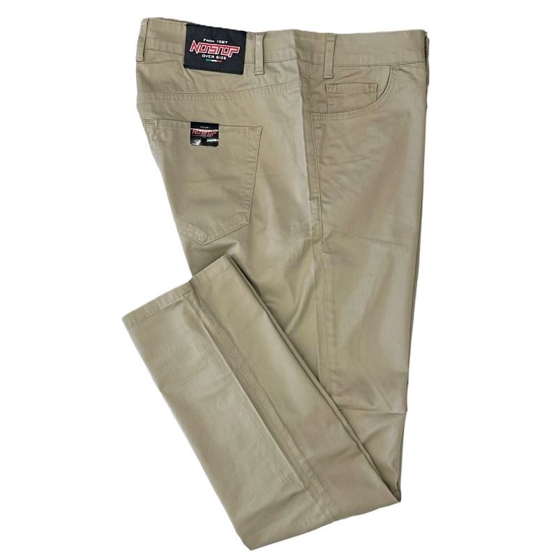 Pantaloni Beige Taglie Grandi Uomo | Cotone Elasticizzato Cavallo Alto