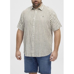 Camicia Rigata Marrone Manica Corta | Taglie Forti Uomo North