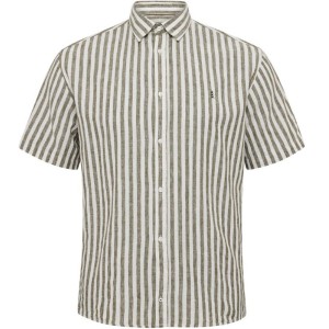 Camicia Rigata Marrone Manica Corta | Taglie Forti Uomo North
