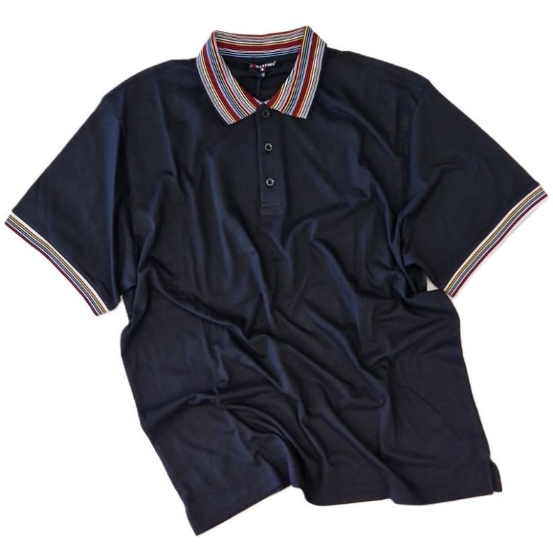 Polo Uomo Taglie Grandi Maxfort Blu Dettagli Righe | Acquista Online