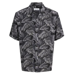 Camicia Nera Stampata Jack & Jones | Abbigliamento Taglie Forti