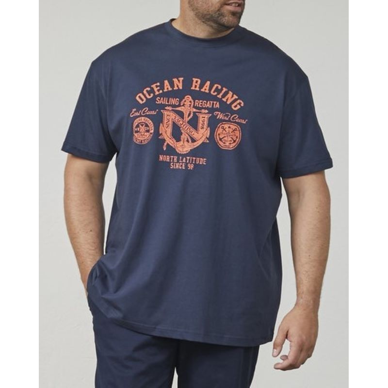 T-Shirt Blu Stampa Nautica North | Sito Taglie Forti Uomo