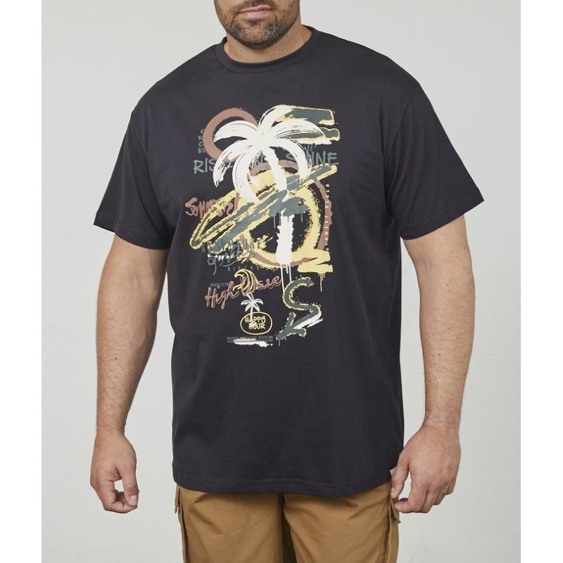 T-shirt Uomo Taglie Calibrate Nera Palma North 56 4 | Grandi