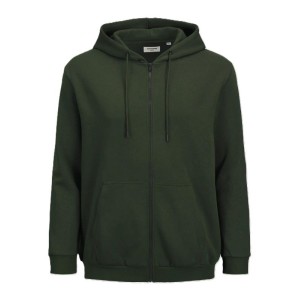 Felpa Uomo Verde con Zip e Cappuccio Jack & Jones | Taglie Forti