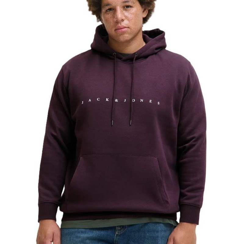Felpa Bordeaux Chiusa con Cappuccio Jack & Jones | Taglie Comode
