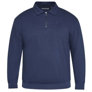 Polo Calibrata Manica Lunga Blu Uomo con Cerniera | Taglie Forti Online