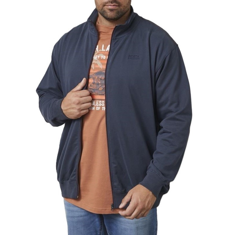 Felpa Extralarge Aperta Blu Uomo con Zip Intera | Taglie Forti Online