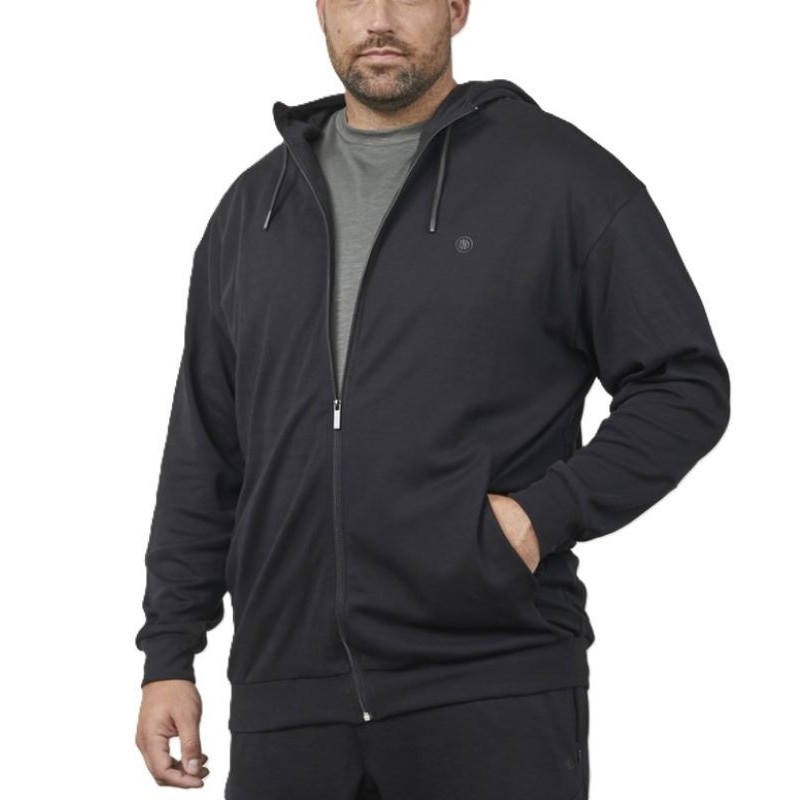 Felpa Con Cappuccio Calibrata Nera con Zip | Taglie Forti Online
