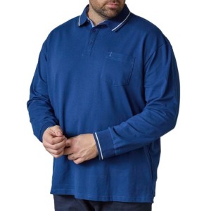Polo Taglie Calibrate Manica Lunga Blu Royal North 56°4 | 3XL-8XL