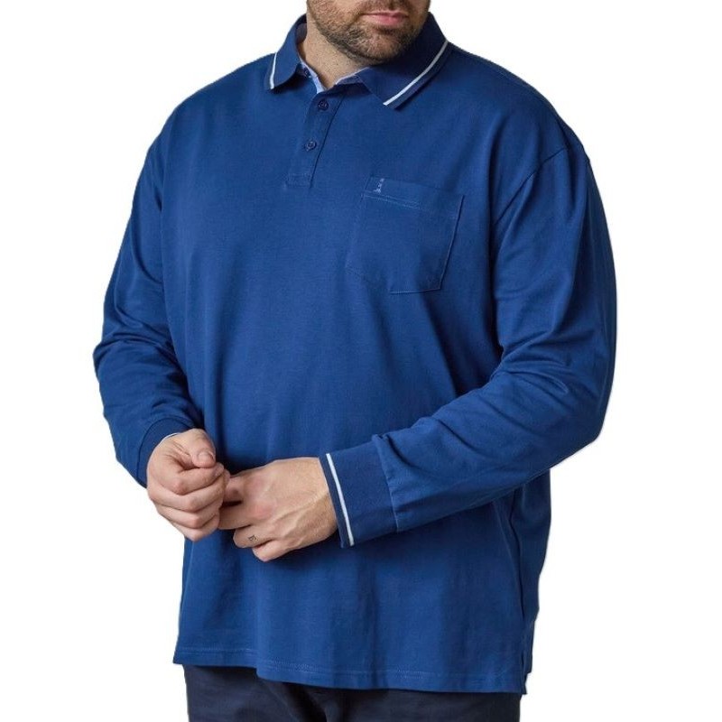 Polo Taglie Calibrate Manica Lunga Blu Royal North 56°4 | 3XL-8XL