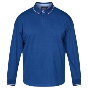 Polo Taglie Calibrate Manica Lunga Blu Royal North 56°4 | 3XL-8XL