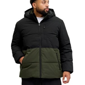 giubbino taglie forti uomo bicolore nero verde jack jones