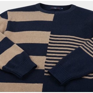 Maglione Maxfort Taglie Grandi Uomo Girocollo a Righe (da 4XL a 8XL)