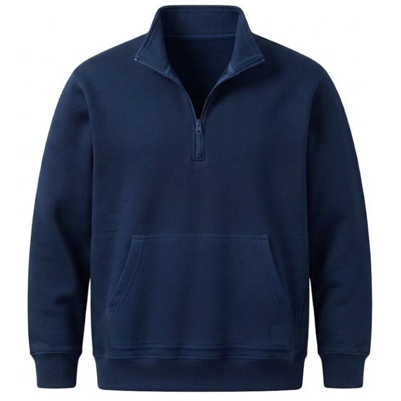 felpa taglie forti maxfort mezza zip invernale blu