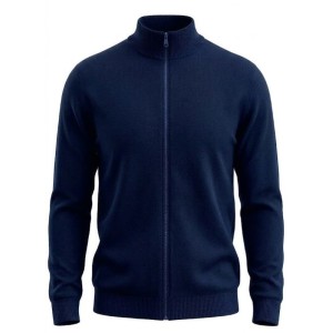 maglione taglie forti zip intera blu misto lana maxfort