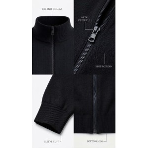 Cardigan Uomo Taglie Extralarge Maxfort Nero | Misto Lana