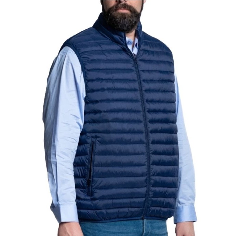 smanicato taglie forti uomo piumino blu