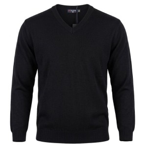 maglione taglie forti punta maxfort misto lana nero
