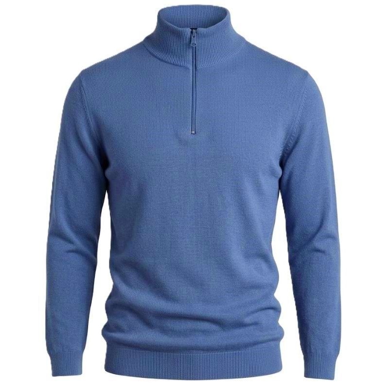 Maglione Celeste Taglie Forti Maxfort Mezza Zip | 3XL-8XL