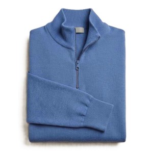 Maglione Celeste Taglie Forti Maxfort Mezza Zip | 3XL-8XL