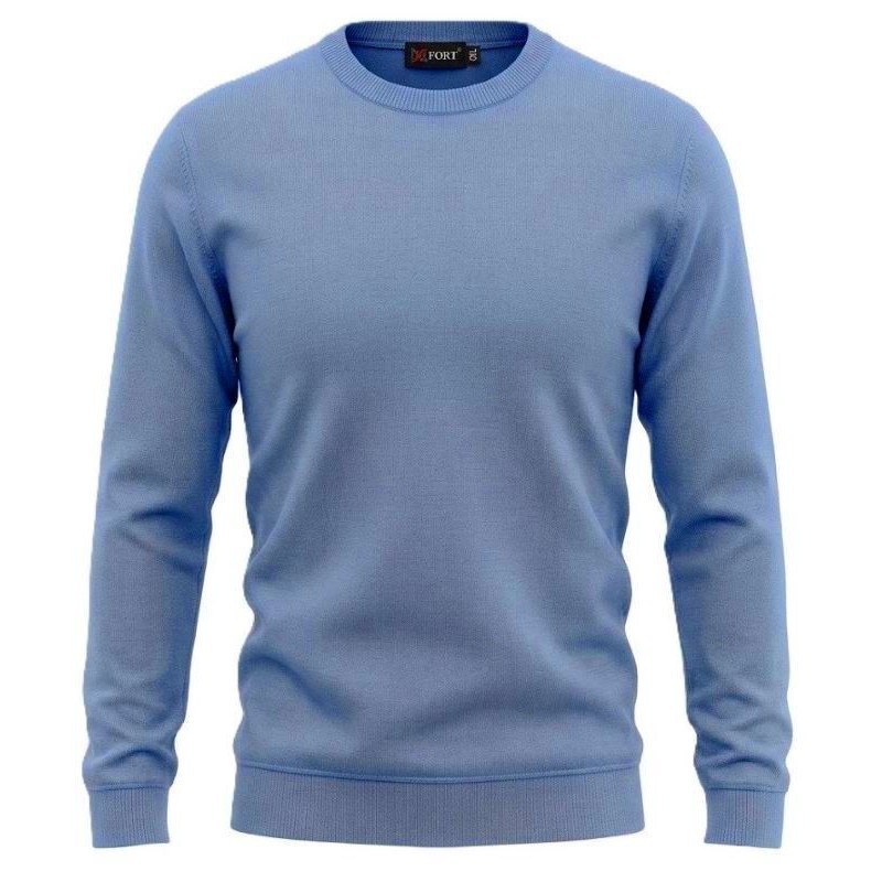 maglione girocollo lana taglie forti celeste